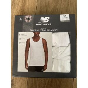 NEW BALANCE Men's Cotton Rib A Shirt Tank Top 4 Pack White Tag Free Medium